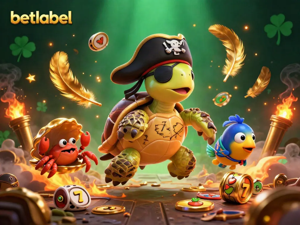 Betlabel brings exciting slot action to life with a pirate turtle and friends amidst treasures.