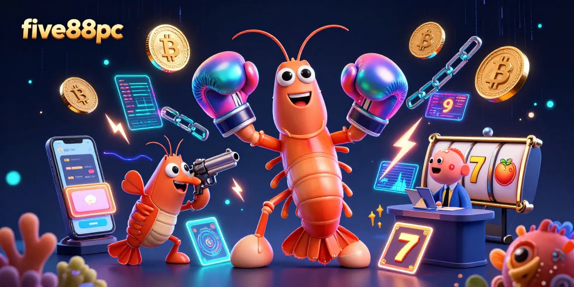 Experience the five88pc excitement with vibrant 3D characters and dynamic casino elements in this illustration.