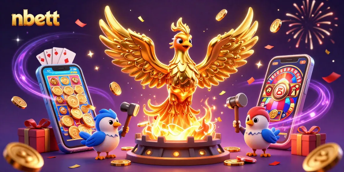 Experience thrilling action with nbett's molten phoenix rendering golden coins and exciting game elements.