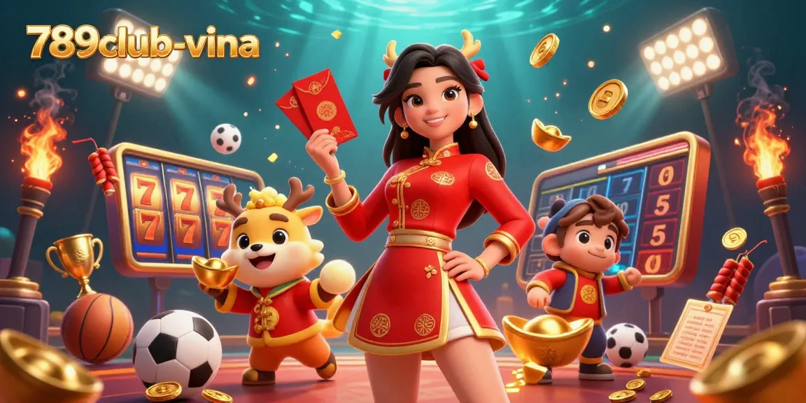 Bet on excitement with 789club-vina, featuring vibrant gaming symbols and dynamic casino elements.