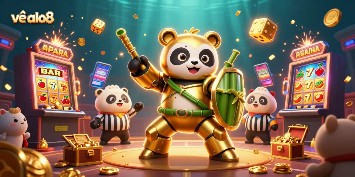 Engage with the vibrant world of về alo8 as cartoon characters navigate a dynamic casino scene filled with jackpot excitement.