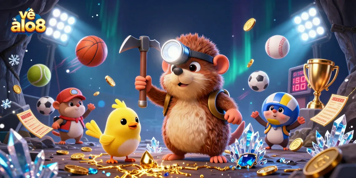 Discover thriving gaming action and bonuses about ALO8 in an engaging 3D casino scene.