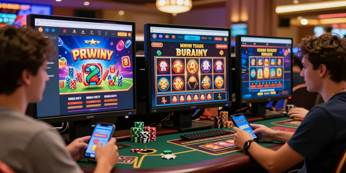 Giocatori che si divertono con i giochi dei casino non AAMS online, celebrando vittorie in un ambiente vivace.