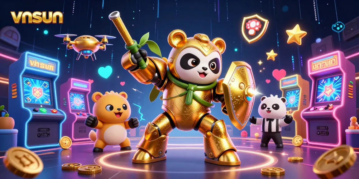 Experience thrilling gameplay with vnsun's vibrant golden panda in an exciting casino showdown.