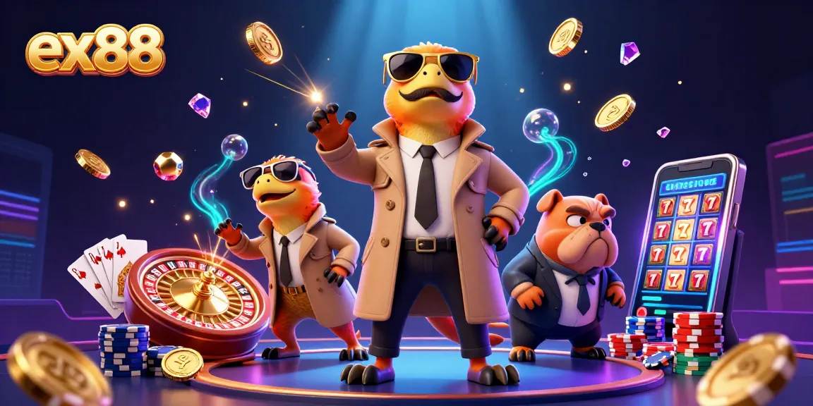 Join ex88 in a vibrant casino adventure with raptors and sparkling jackpots!