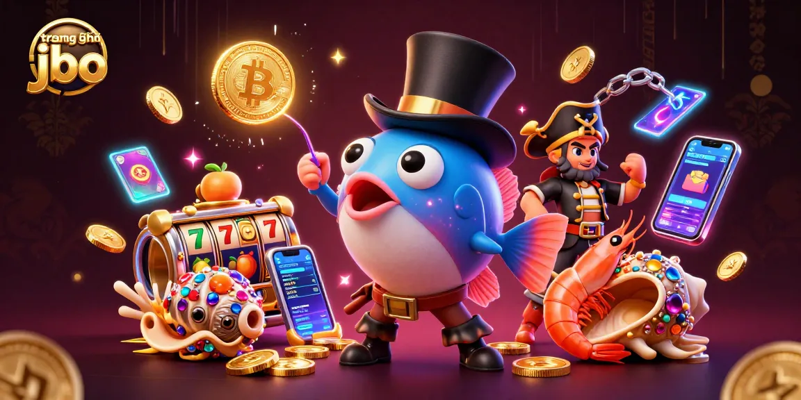 Engaging scene of trang chủ jbo featuring vibrant characters attracting coins amidst slots and crypto elements.