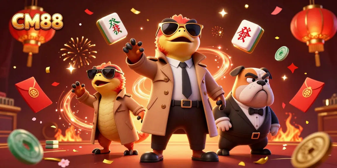 CM88 showcases three raptors in disguise entering a VIP casino, surrounded by festive gambling elements.