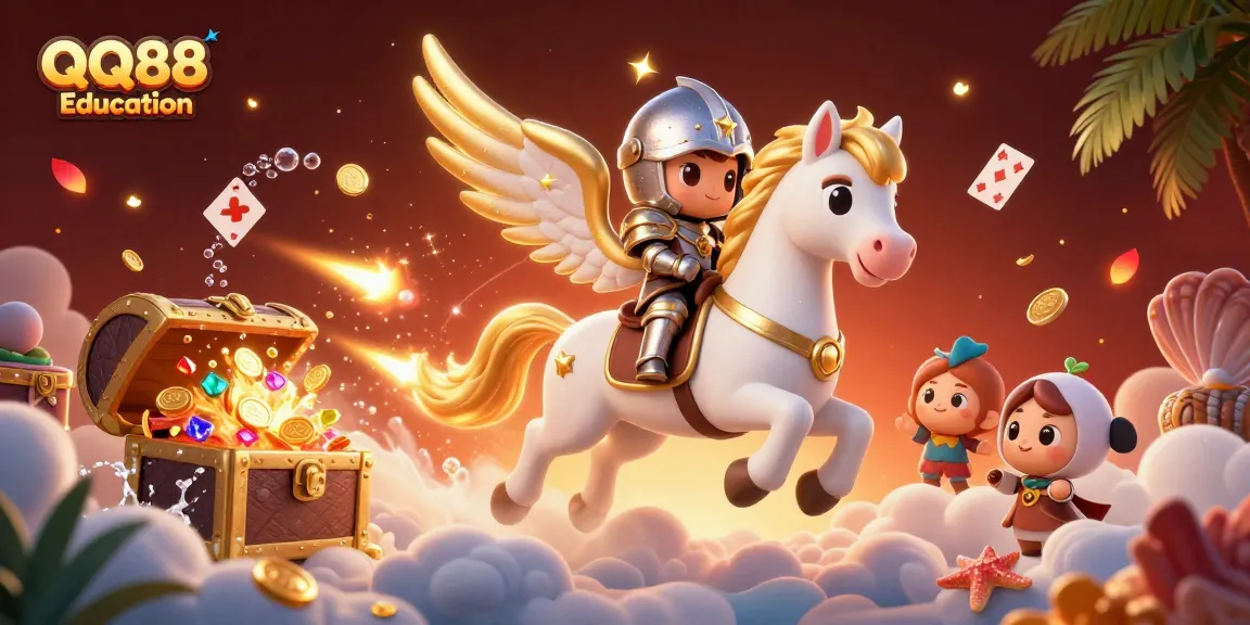 Join the thrilling adventures at QQ88 Education with a dynamic casino-themed scene.