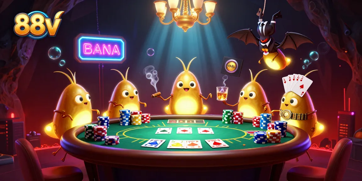 Experience thrilling poker action with 88vv in a vibrant casino scene animated by glowworms.