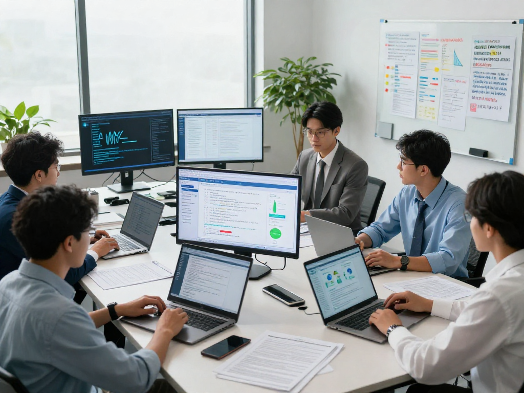 Team collaborating on document fraud detection strategies in a modern office.